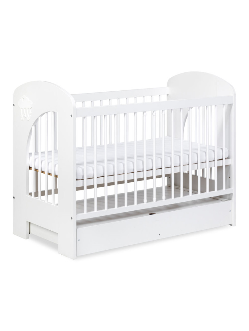 White Baby Cot with Removable Sides 60x120 Nel Cloud - Little Sky