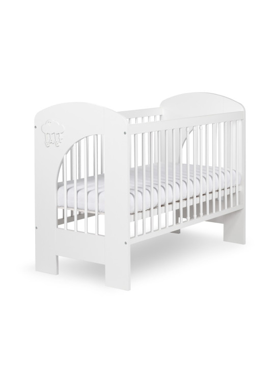 White Baby Cot with Removable Sides 60x120 Nel Cloud - Little Sky