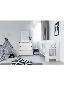 White Baby Cot with Removable Sides 60x120 Nel Cloud - Little Sky