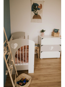 White Baby Cot with Removable Sides 60x120 Nel Heart - Little Sky