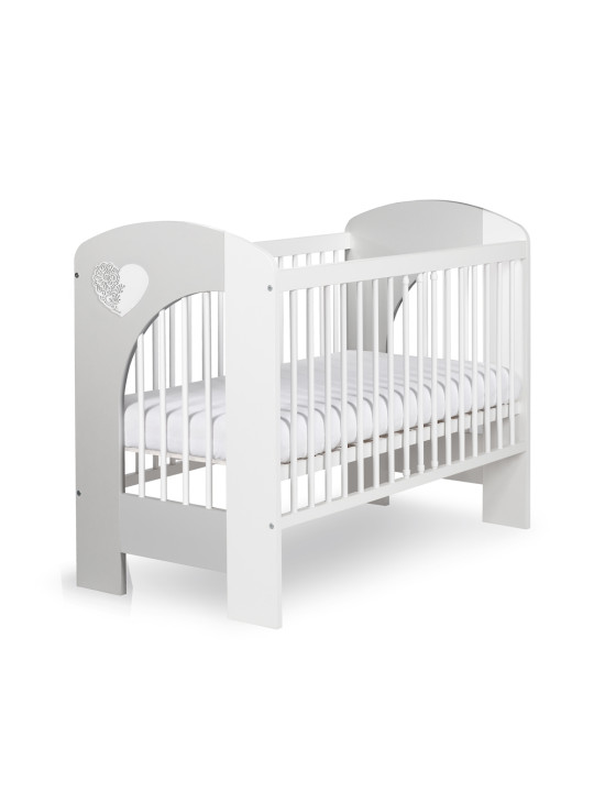 White Baby Cot with Removable Sides 60x120 Nel Heart - Little Sky