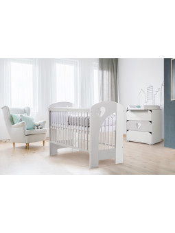 White Baby Cot with Removable Sides 60x120 Nel Heart - Little Sky