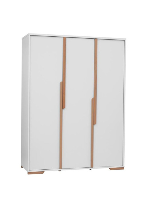 Children's bedroom 3-Door Wardrobe in white MDF and Beech wood - Snap Collection
