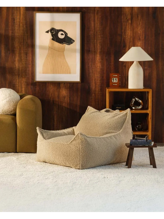 Poltrona relax ragazzi Club in tessuto teddy marrone biscotto - Wigiwama