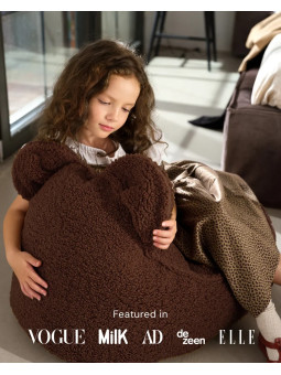 Pouf a sacco orsetto in tessuto teddy marrone nocciola - Wigiwama