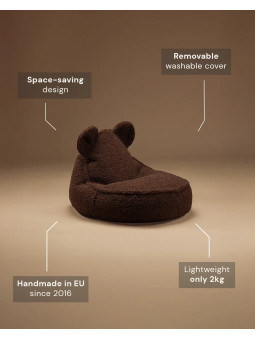 Pouf a sacco orsetto in tessuto teddy marrone nocciola - Wigiwama