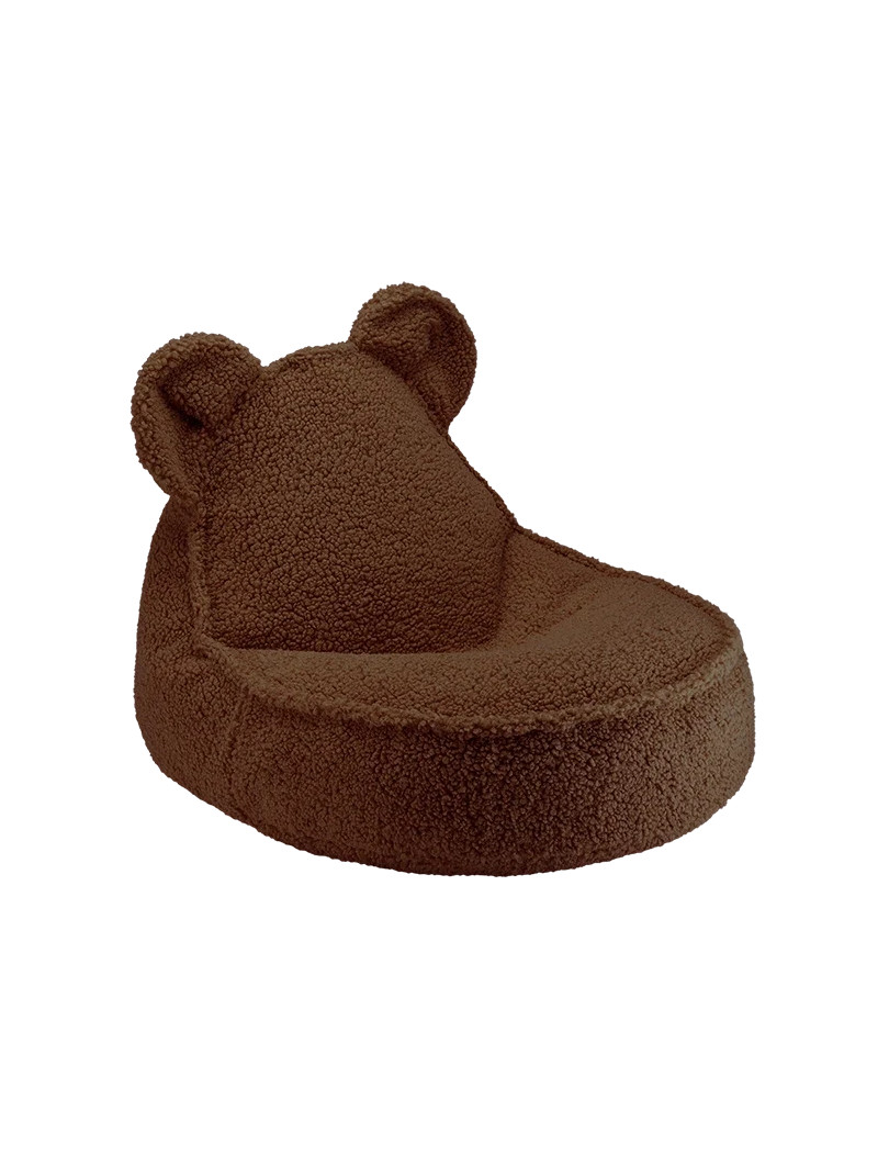 Pouf a sacco orsetto in tessuto teddy marrone nocciola - Wigiwama