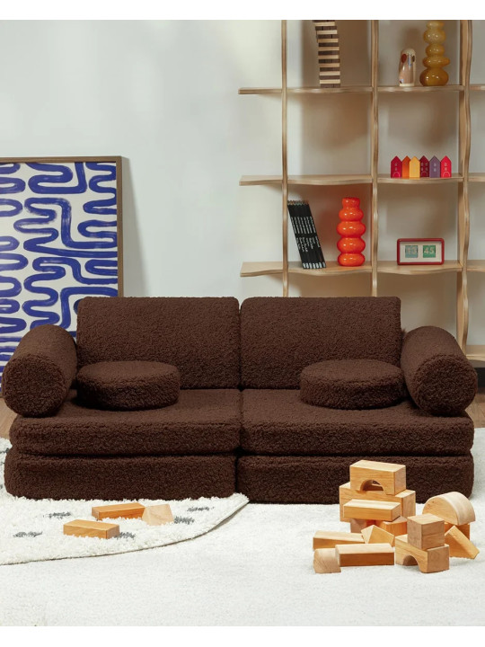 Divano per bambini in tessuto teddy nocciola - Wigiwama