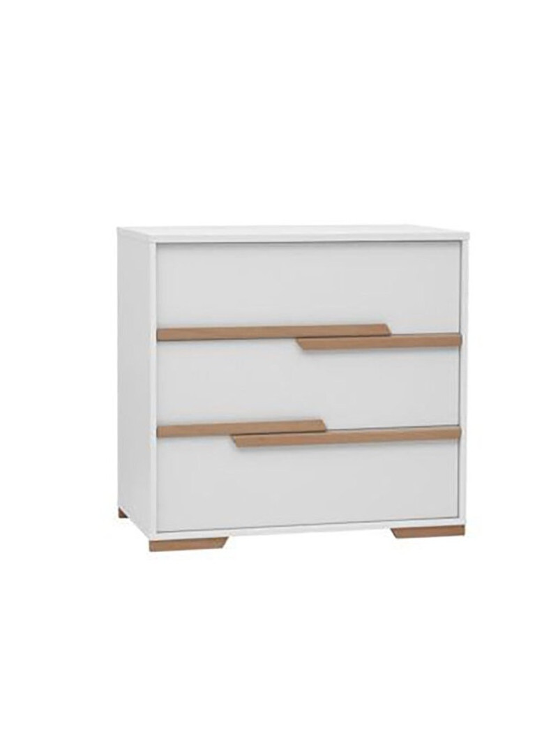 Children's bedroom 3-Drawer Chest in white MDF and Beech wood - Snap Collection - Removable Changing Unit