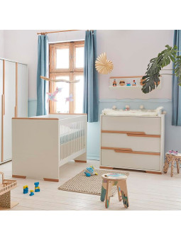 Children's bedroom 3-Drawer Chest in white MDF and Beech wood - Snap Collection - Removable Changing Unit