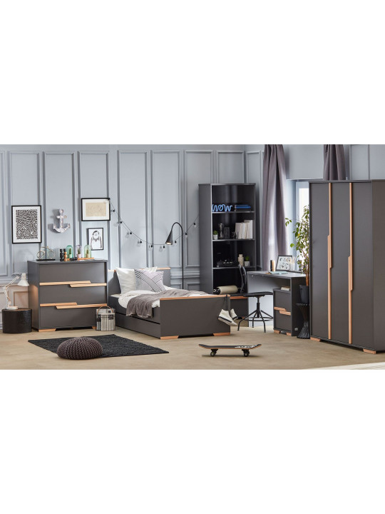 Children's bedroom 3-Drawer Chest in grey MDF and Beech wood - Snap Collection - Removable Changing Unit