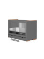 Culla / Lettino 120×60 per la Cameretta dei Bambini in MDF grigio e profili in legno di faggio - Cassettone estraibile