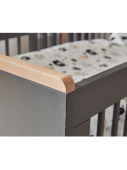 Children's bedroom Cot Bed 120x60 in grey MDF and Beech wood - Snap Collection - Removable Drawer