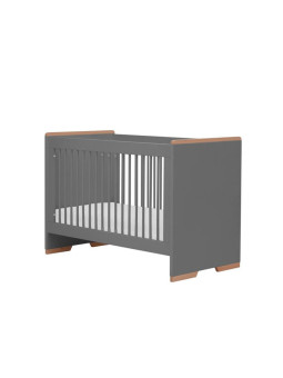 Culla / Lettino 120×60 per la Cameretta dei Bambini in MDF grigio e profili in legno di faggio - Cassettone estraibile