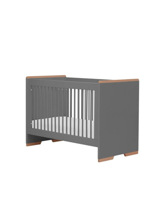 Children's bedroom Cot Bed 120x60 in grey MDF and Beech wood - Snap Collection - Removable Drawer