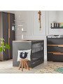 Culla / Lettino 120×60 per la Cameretta dei Bambini in MDF grigio e profili in legno di faggio - Cassettone estraibile