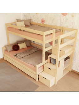 Children's LUCKY Bunk Bed with Storage Stairs - Benlemi