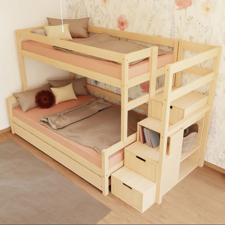 Children's LUCKY Bunk Bed with Storage Stairs - Benlemi