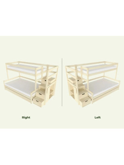Children's LUCKY Bunk Bed with Storage Stairs - Benlemi