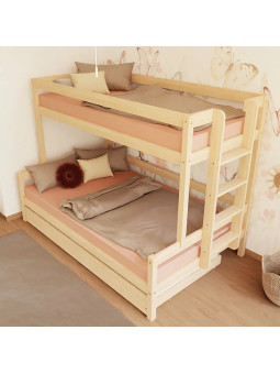Children's LUCKY Bunk Bed with ladder on the side - Benlemi