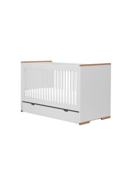 Children's bedroom Cot Bed 140×70 in white MDF and Beech wood - Snap Collection - Removable Drawer
