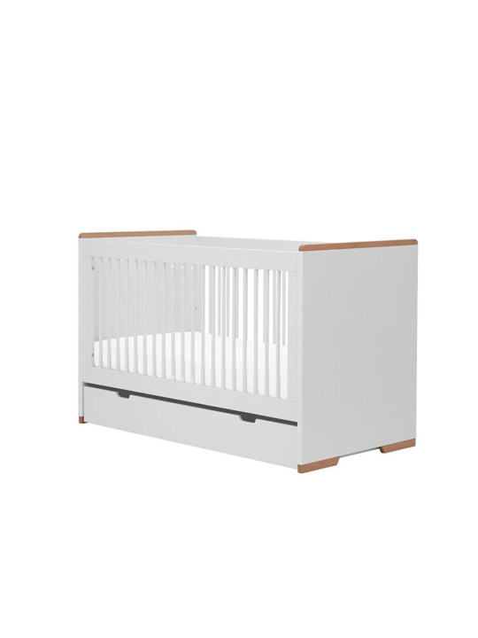 Children's bedroom Cot Bed 140×70 in white MDF and Beech wood - Snap Collection - Removable Drawer