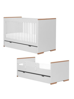 Children's bedroom Cot Bed 140×70 in white MDF and Beech wood - Snap Collection - Removable Drawer