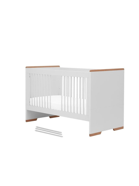 Children's bedroom Cot Bed 140×70 in white MDF and Beech wood - Snap Collection - Removable Drawer