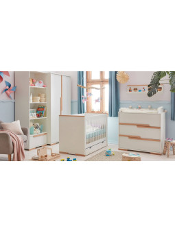 Children's bedroom Cot Bed 140×70 in white MDF and Beech wood - Snap Collection - Removable Drawer