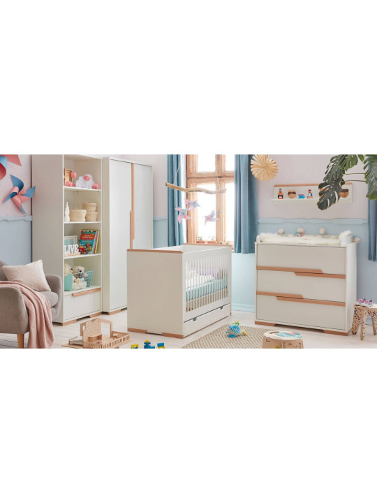Children's bedroom Cot Bed 140×70 in white MDF and Beech wood - Snap Collection - Removable Drawer