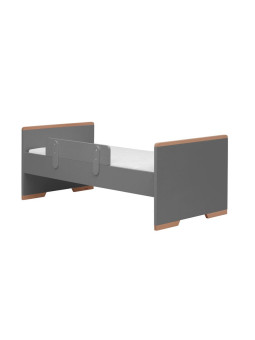Culla / Lettino 120×60 per la Cameretta dei Bambini in MDF grigio e profili in legno di faggio - Cassettone estraibile