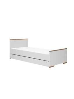 Children's Bed 200×90 in white MDF and Beech wood - Snap Collection - Removable Drawer