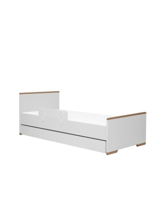 Children's Bed 200×90 in white MDF and Beech wood - Snap Collection - Removable Drawer