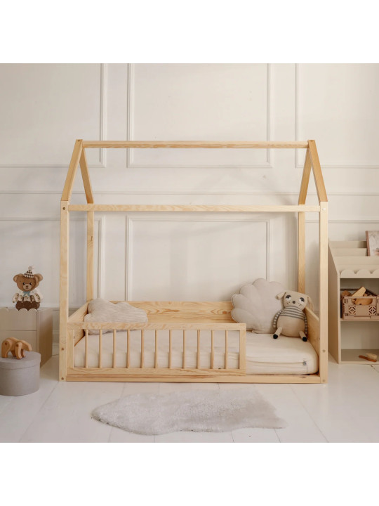Montessori House Bed Wood Nest with barrier - BellAmy