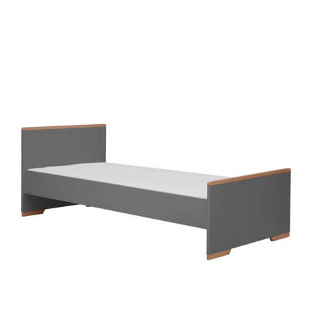 Children's Bed 200×90 in grey MDF and Beech wood - Snap Collection - Removable Drawer