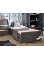 Children's Bed 200×90 in grey MDF and Beech wood - Snap Collection - Removable Drawer