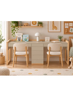 Scrivania doppia per bambini Stolly con cassetti e portapenne - Benlemi