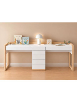 Stolly Double Kids' Desk with Drawers & Pencil Holder - Benlemi
