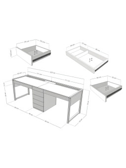 Stolly Double Kids' Desk with Drawers & Pencil Holder - Benlemi