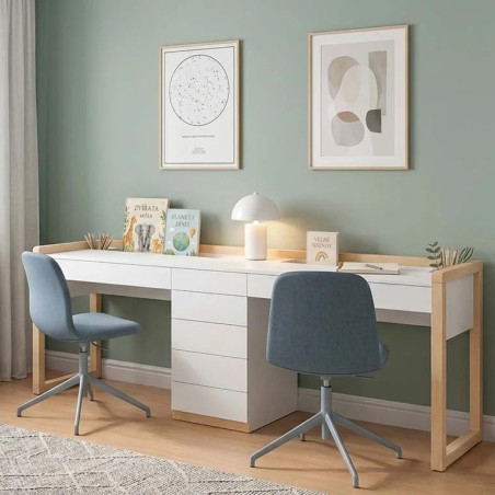 Stolly Double Kids' Desk with Drawers & Pencil Holder - Benlemi