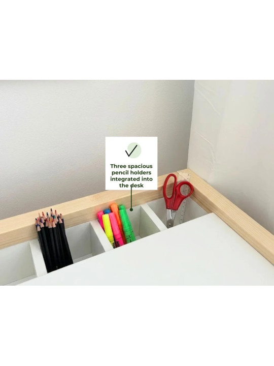 Stolly Kids' Writing Desk with 3 Drawers and Pencil Holder - Benlemi