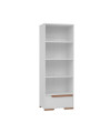 Libreria per la Cameretta dei Bambini in MDF bianco e profili in legno di faggio con 4 ripiani - Collezione Snap