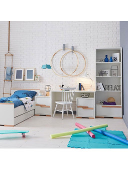 Children's Bookcase in white MDF and Beech wood - Snap Collection - 4 Shelves