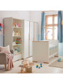 Libreria per la Cameretta dei Bambini in MDF bianco e profili in legno di faggio con 4 ripiani - Collezione Snap