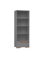 Libreria per la Cameretta dei Bambini in MDF grigio e profili in legno di faggio con 4 ripiani - Collezione Snap