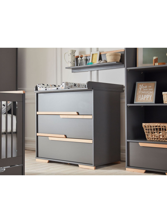 Children's Hanging Shelf in grey MDF and Beech wood - Snap Collection