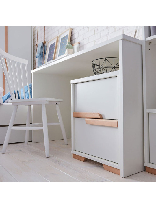 Children's Desk in white MDF with Chest of Drawers - Snap Collection