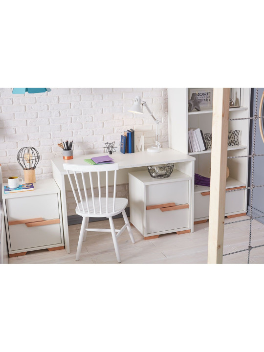 Children's Desk in white MDF with Chest of Drawers - Snap Collection