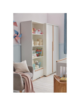 Cameretta completa 3 pezzi con Armadio, Cassettiera e Culla 60x120 trasformabile in lettino in Legno Bianco collezione Snap