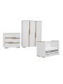 Cameretta completa 3 pezzi con Armadio, Cassettiera e Culla 60x120 trasformabile in lettino in Legno Bianco collezione Snap